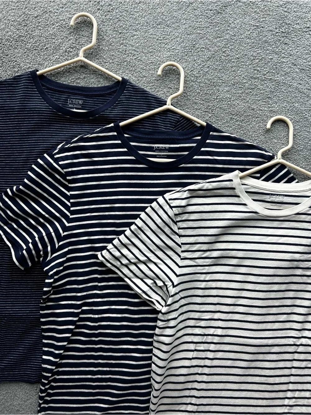 3 Pack Men’s J. Crew Summer Striped Crewneck T-Shirt - Navy & White